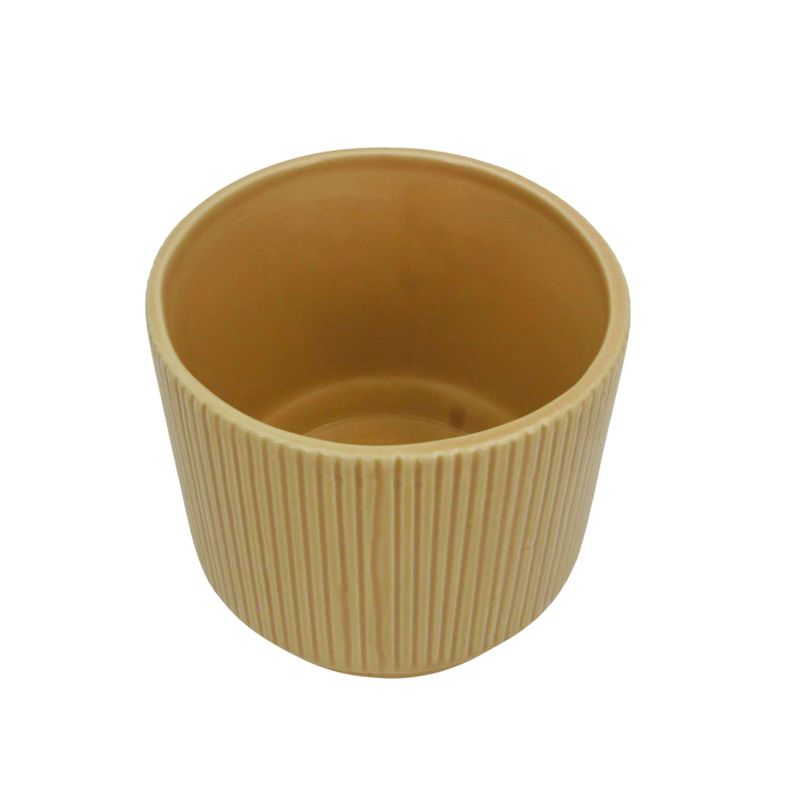  - Maceta Lineas Relieve 13Cm Beige