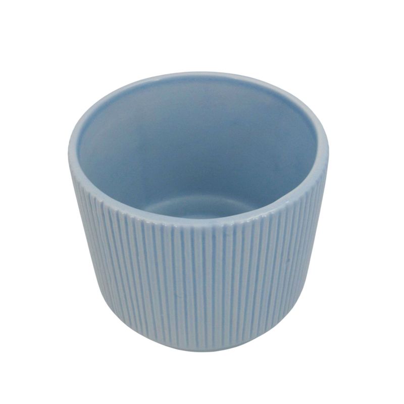  - Maceta Lineas Relieve 13Cm Celeste