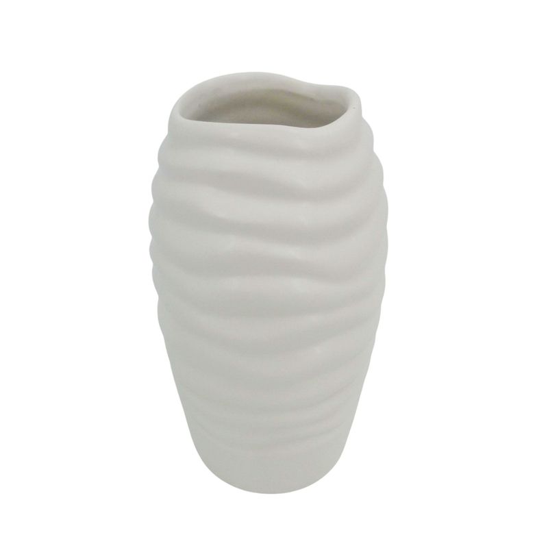  - Maceta Cerámica Textura 18Cm Blanca