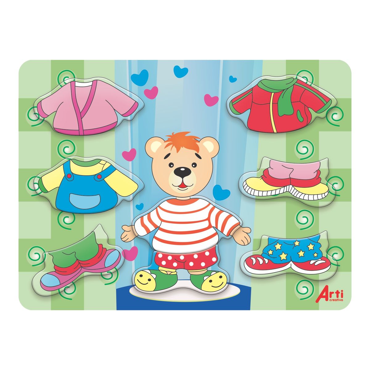 ARTI CREATIVO - Juego Educativo Arti Creativo Vistiendo Al Osito 8 Piezas Madera