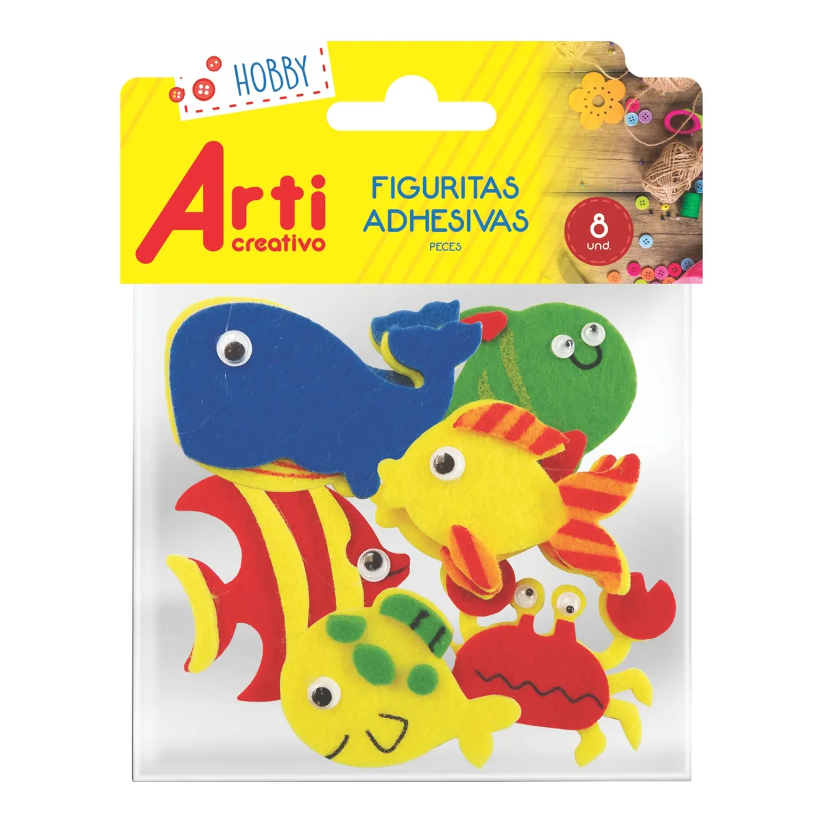 ARTI CREATIVO - Figuritas Adhesivas Arti Creativo Peces Empaque 8 Und