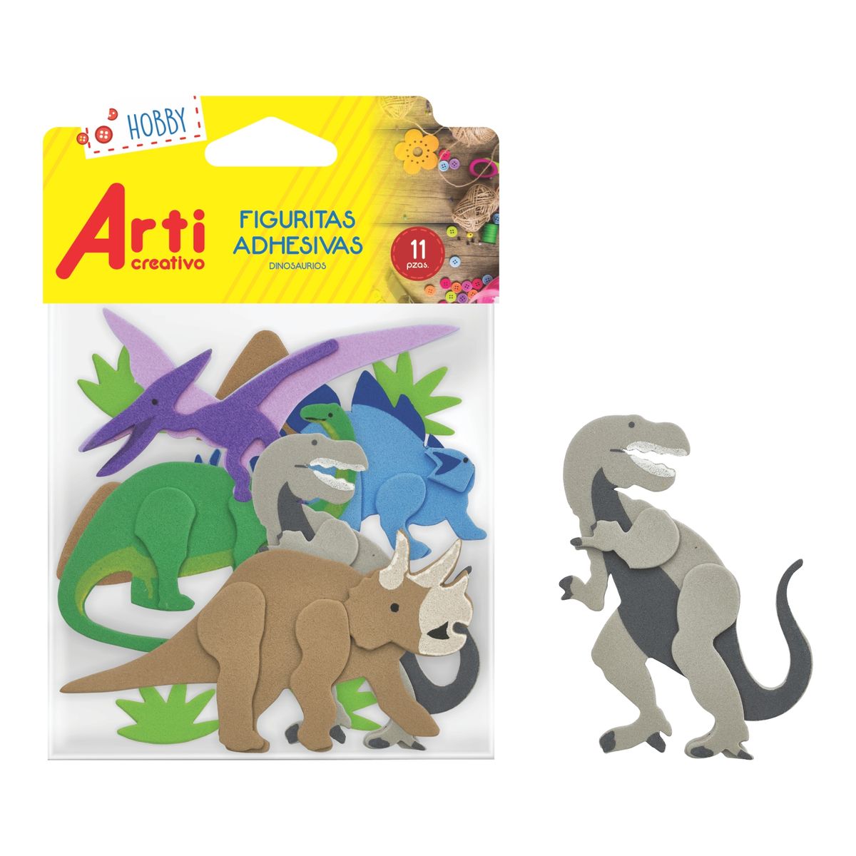 ARTI CREATIVO - Figuritas Adhesivas Arti Creativo Dinos Empaque 9 Und
