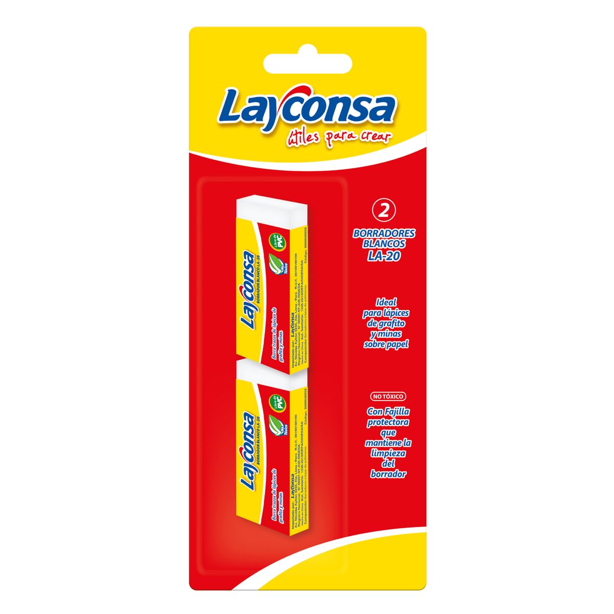 LAYCONSA - Borrador Layconsa Grande Blanco Empaque 2 Und