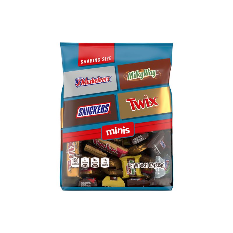 SNICKERS - Bolsa Chocolate Minis Snickers MilkyWay Twix 3Musketeers Bolsa x 235 g