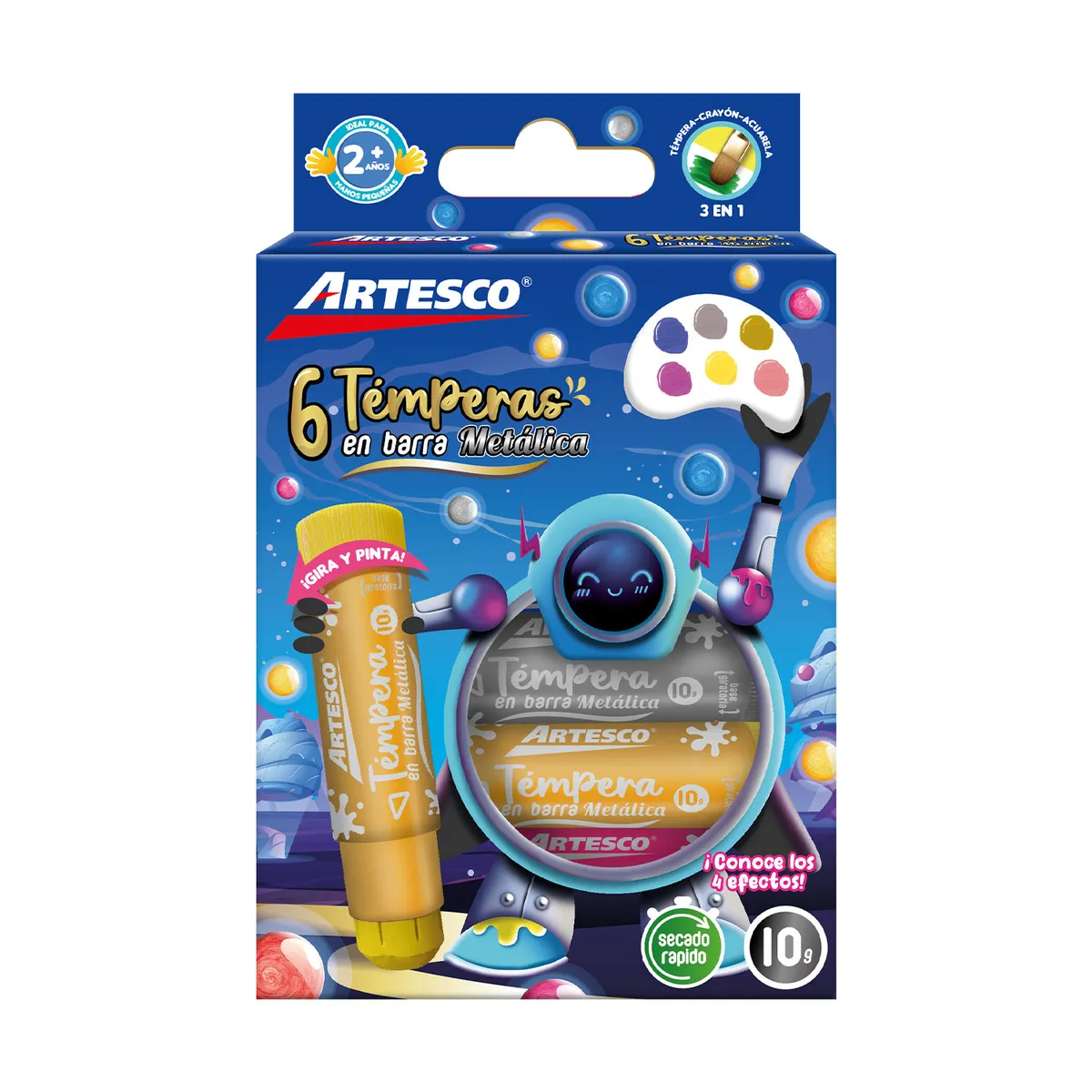 ARTESCO - Témperas En Barra Artesco Metálico Empaque 6 Und