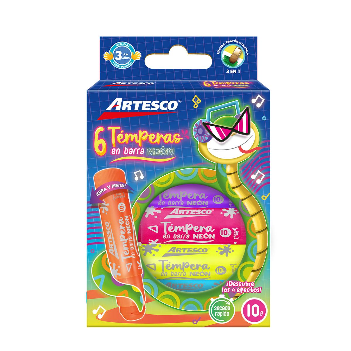 ARTESCO - Témperas En Barra Artesco Neón Empaque 6 Und