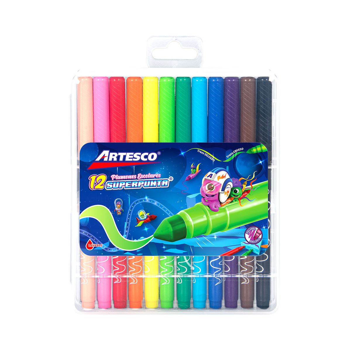 ARTESCO - Plumones Artesco Superpunta 45 Estuche 12 Und