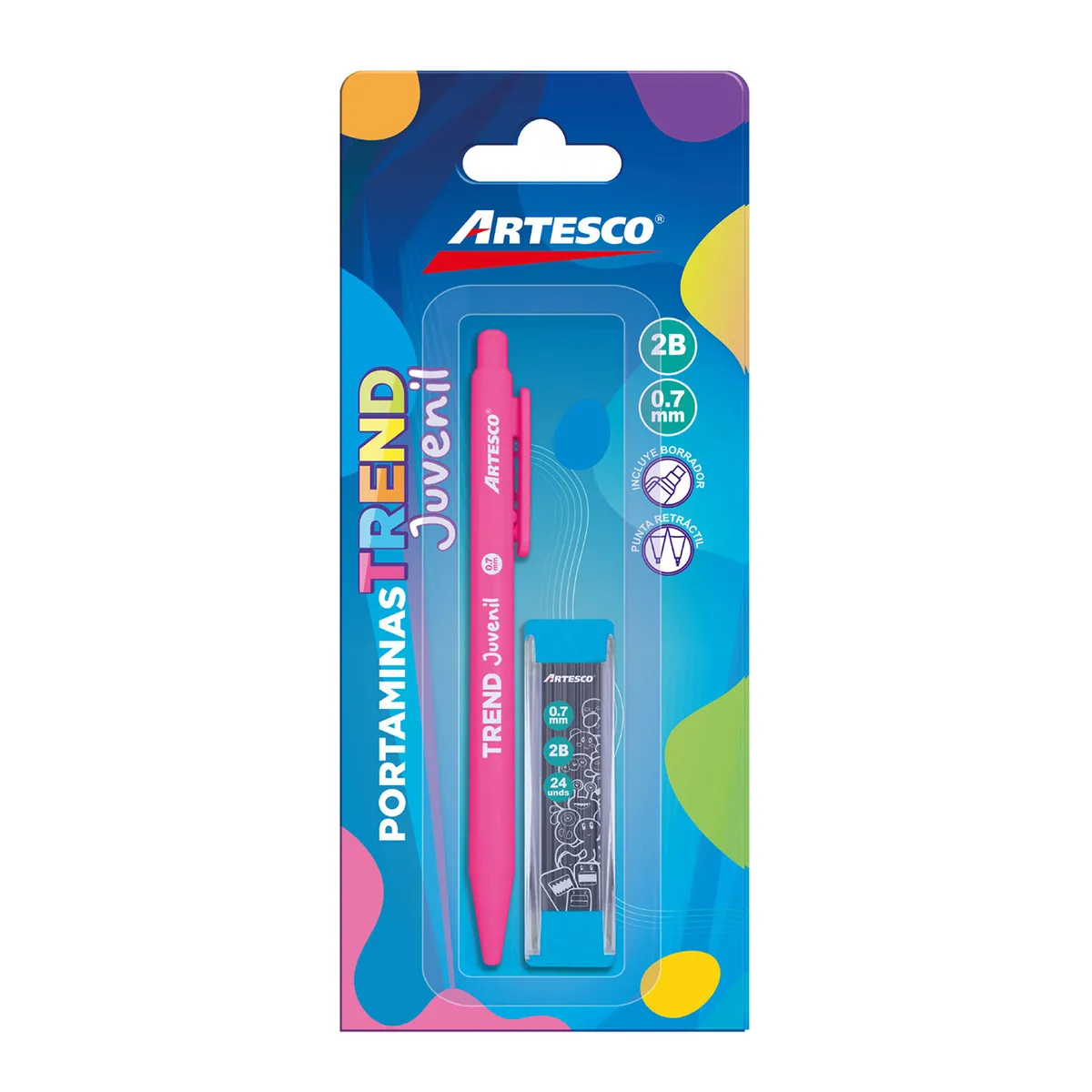 ARTESCO - Portaminas Artesco Trend Juvenil 2B 7mm + Minas