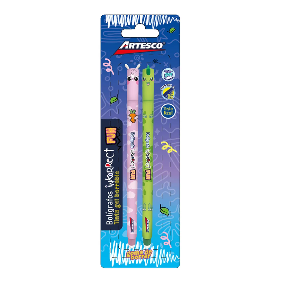 ARTESCO - Lapiceros Artesco Borrables Inkorrect Fun Empaque 2 Und