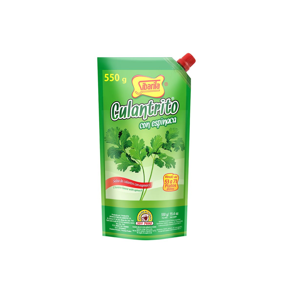 SIBARITA - Salsa de Culantro Sibarita con Espinaca Culantrito Doypack 550 g