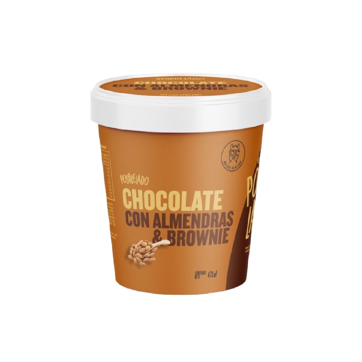 POSTRELADO - Helado Postrelado Chocolate con Almendra y Brownie Pote 473 mL