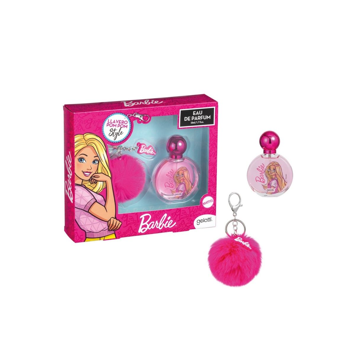 GELATTI - Estuche Perfume Gelatti Barbie 50 mL + Llavero Pompom