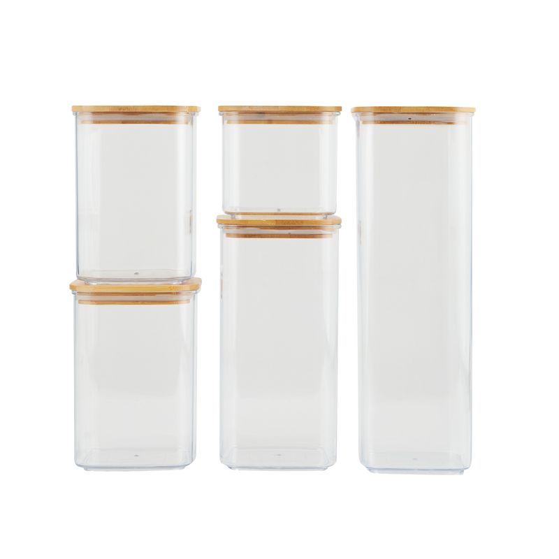 Casa Joven - Set Canisters x 10 Piezas Plastico Tapa Bambo