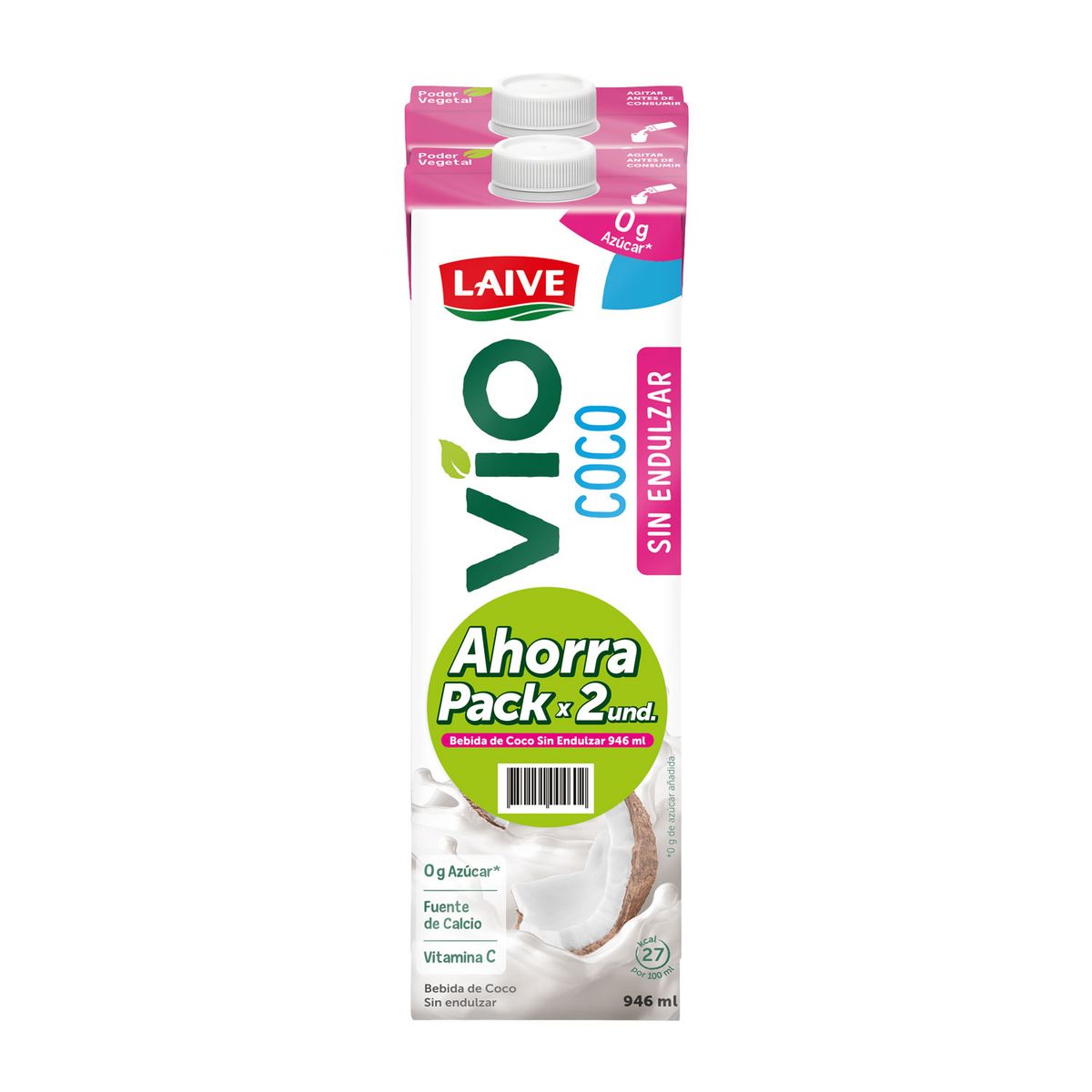 LAIVE - Bebida de Coco Laive Sin Endulzar Pack 2 Cajas 946 mL