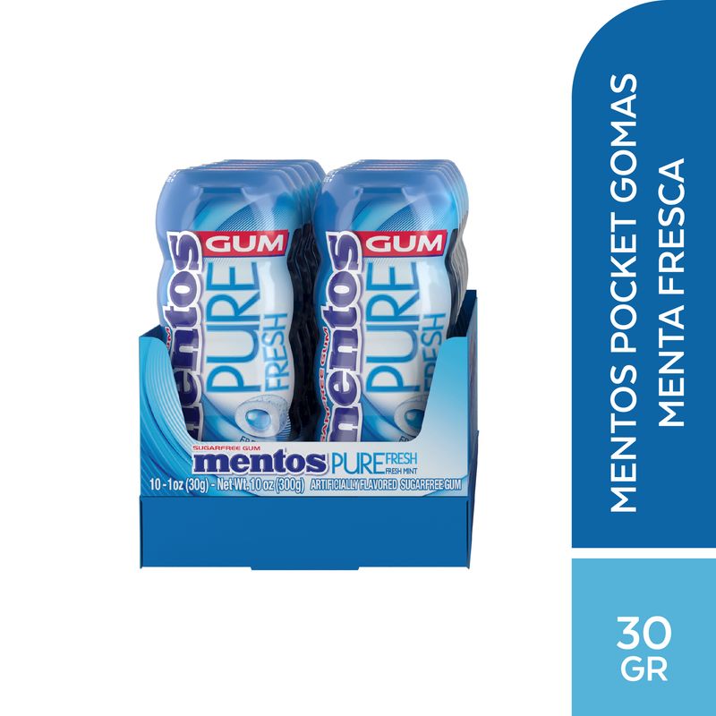 MENTOS - Chicle Mentos Pure Fresh Sabor Menta Freshmint Display 10 Und