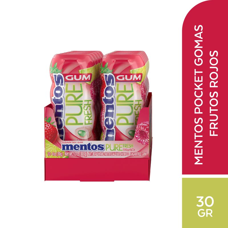 MENTOS - Chicle Mentos Pure Fresh Sabor Berry Lime Display 10 Und