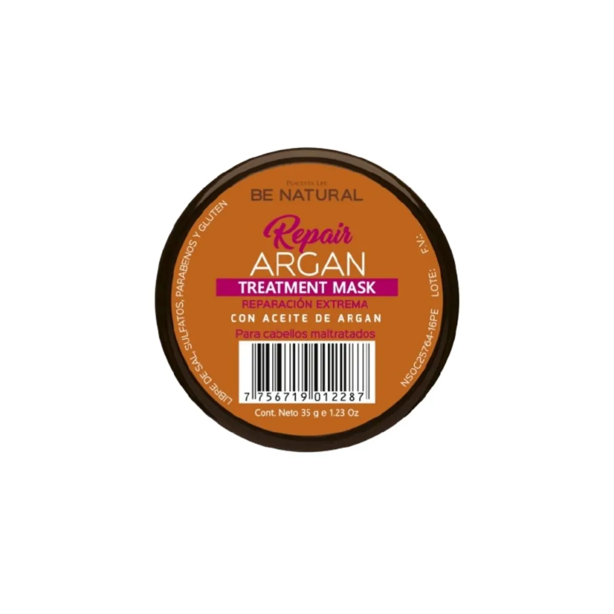 BE NATURAL - Mascarilla Repair Argan Be Natural Envase 35 g