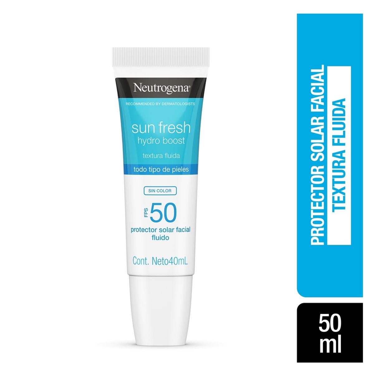 NEUTROGENA - Protector Solar Facial Neutrogena Sun Fresh Hialurónico Sin Color FPS50 Envase 40mL