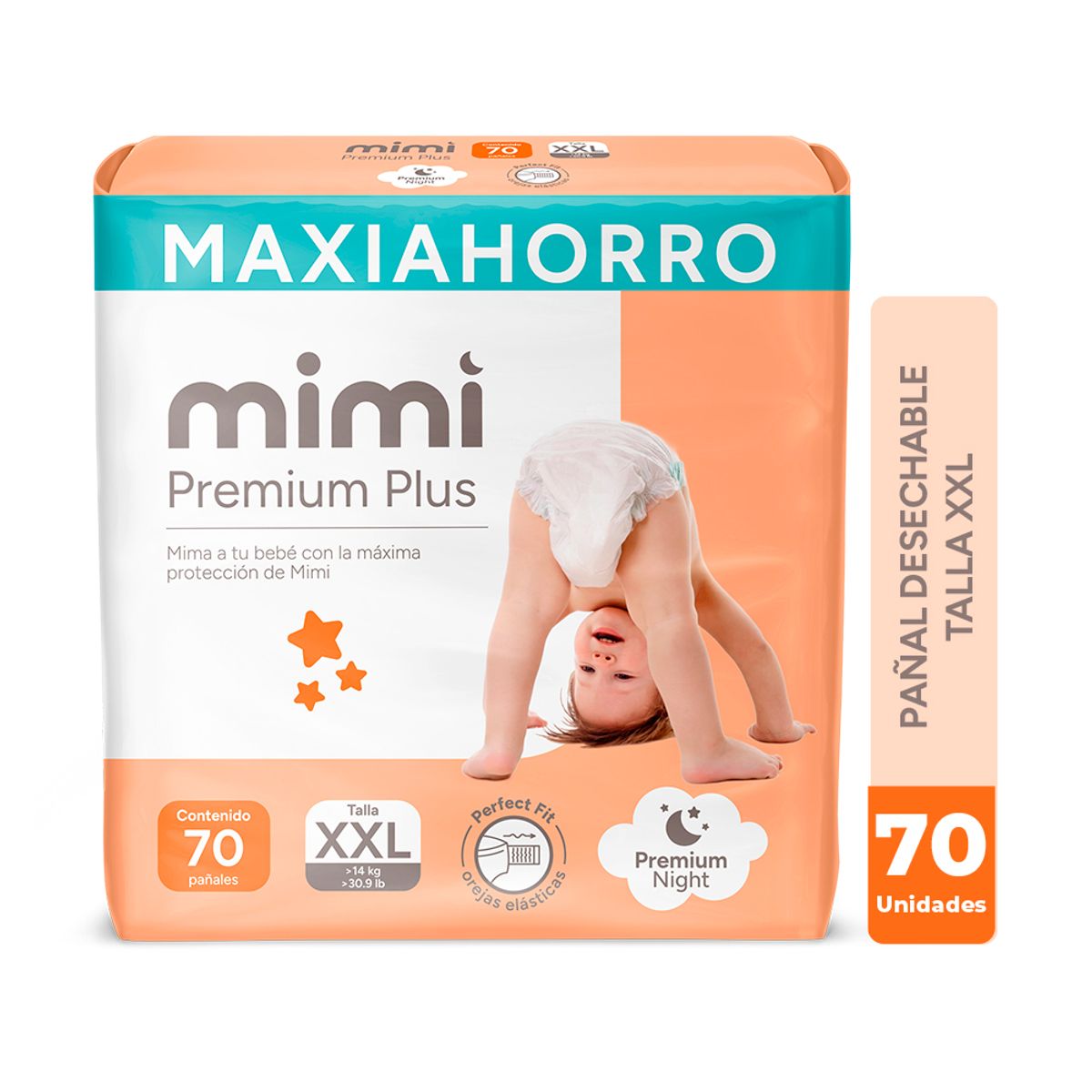 MIMI - Pañales Mimi Premium Plus Maxiahorro Talla XXL Empaque 70 Und