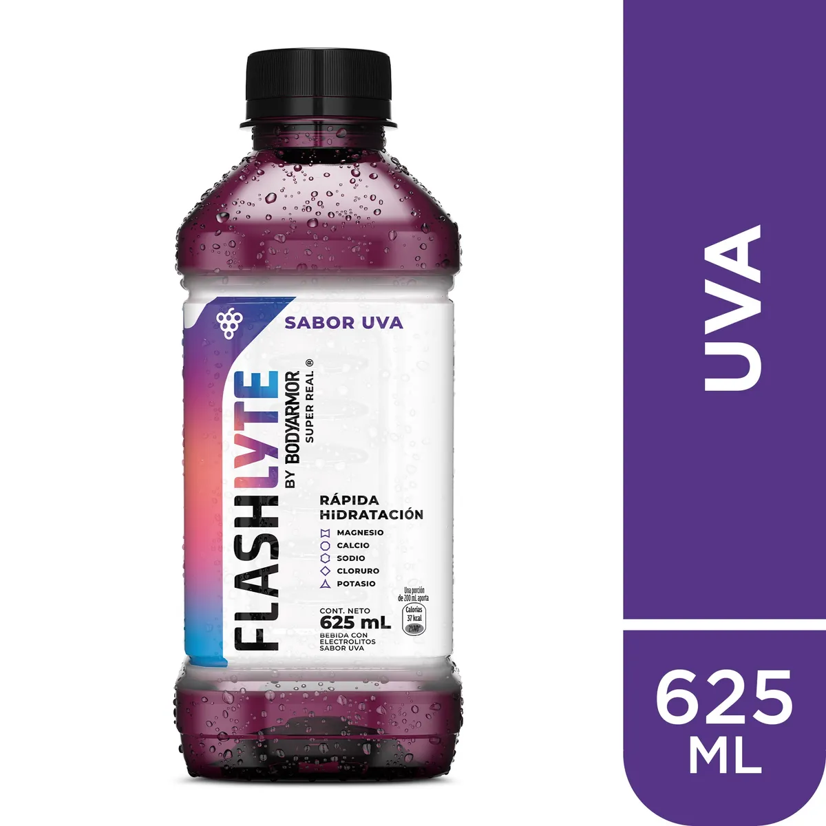 FLASHLYTE - Bebida Rehidratante Flashlyte Uva Botella 625 mL