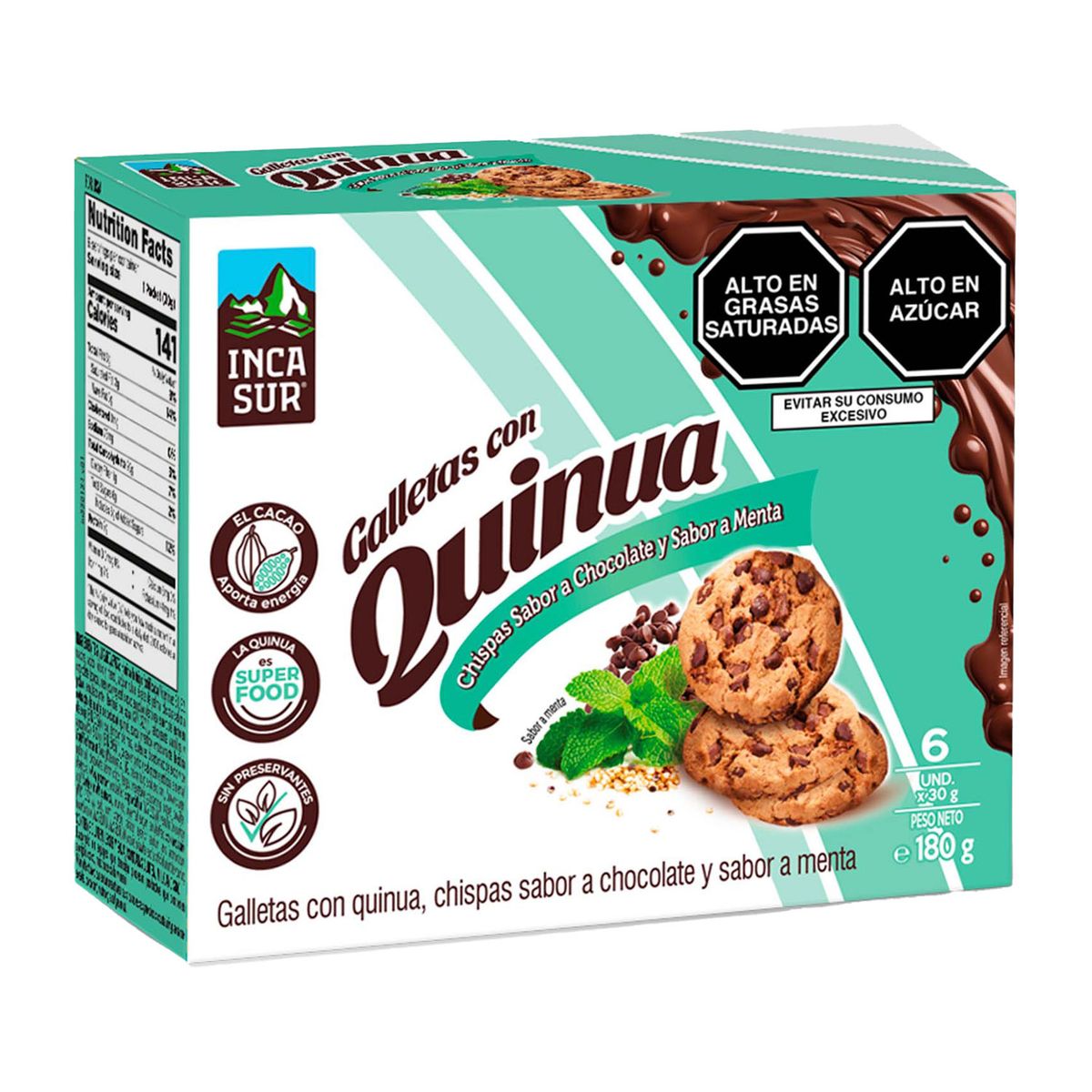 INCASUR - Galleta con Chipas Chocolate y Menta Incasur Sixpack 180 g