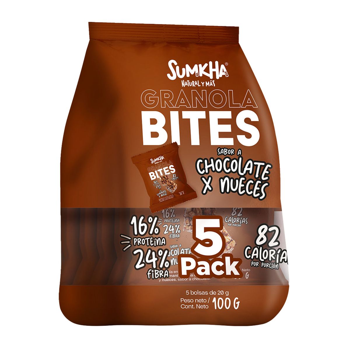 SUMKHA - Granola Bites Sumkha Chocolate y Nueces Bolsa 100 g
