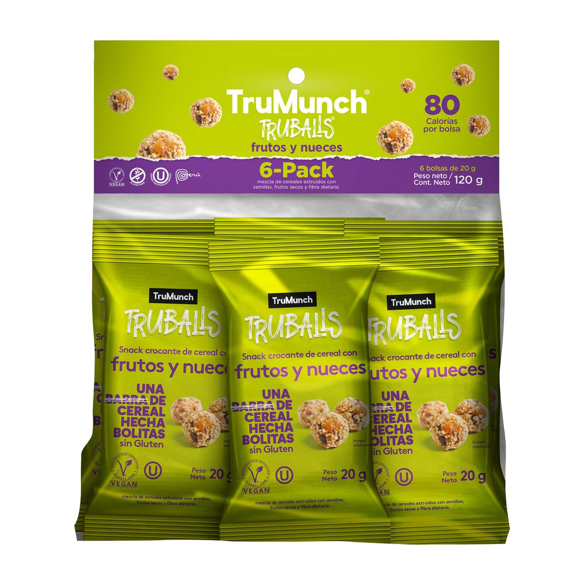 TRUMUNCH - Bolita De Cereal Truballs Frutos Y Nueces 6Pack 120 g