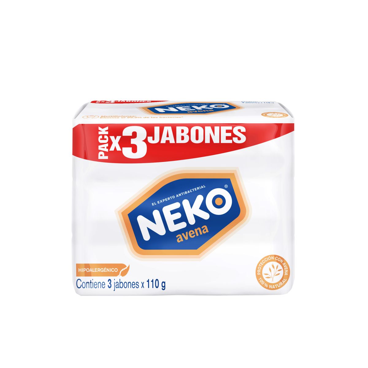 NEKO - Jabón Antibacterial Neko Avena Empaque 3 Und