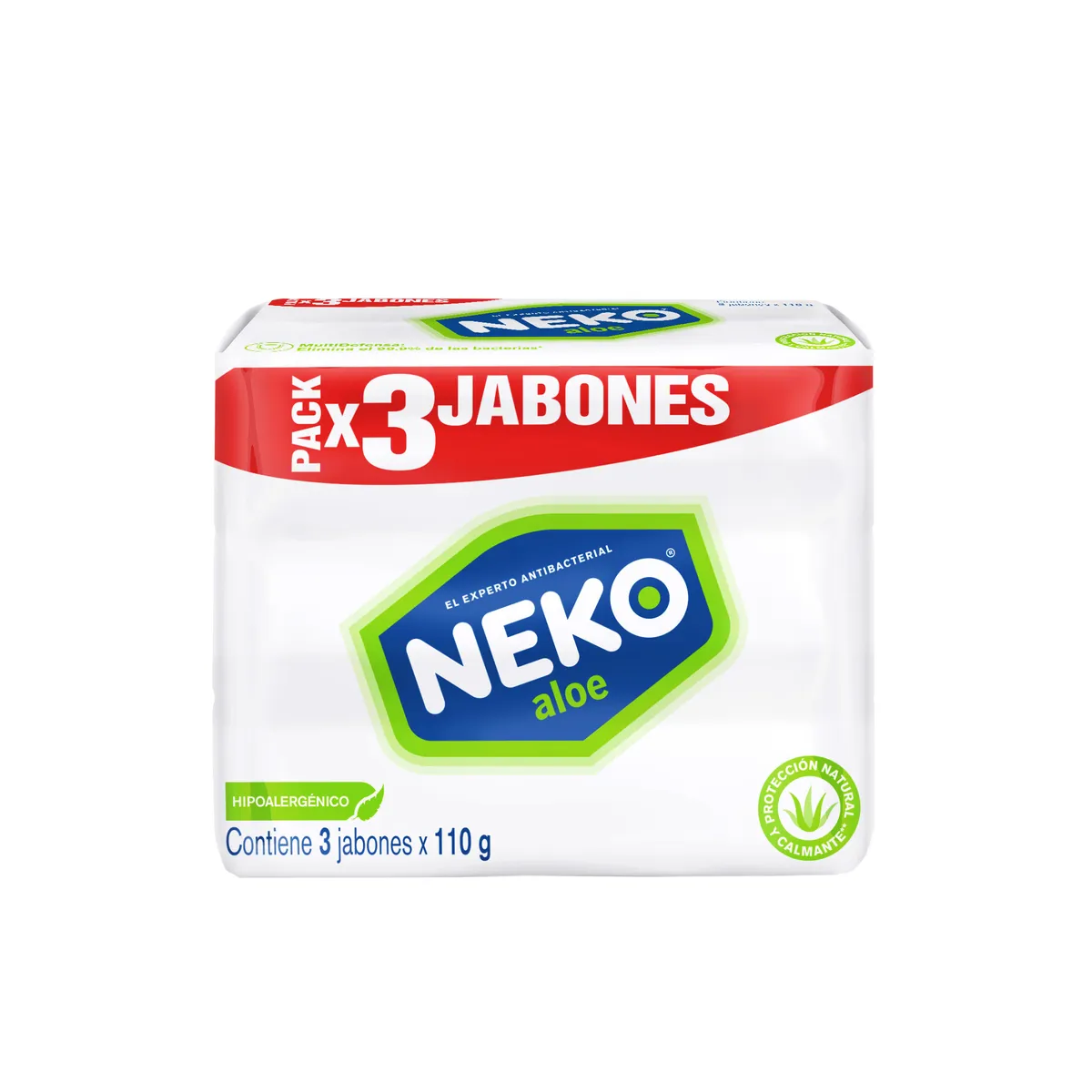 NEKO - Jabón Antibacterial Neko Aloe Empaque 3 Und