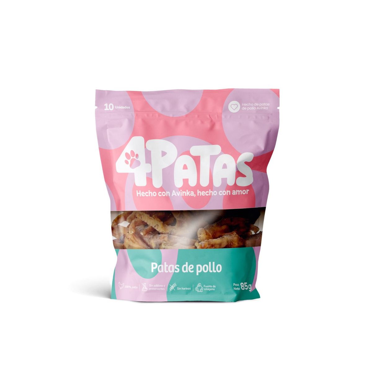 PATA - Snack Perros de Pata de Pollo Deshidratada 4Patas Doypack 10 Und