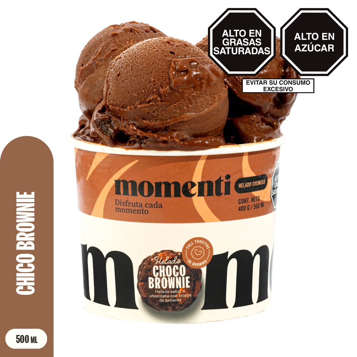 MOMENTI - Helado Momenti Choco Brownie Pote 500 mL