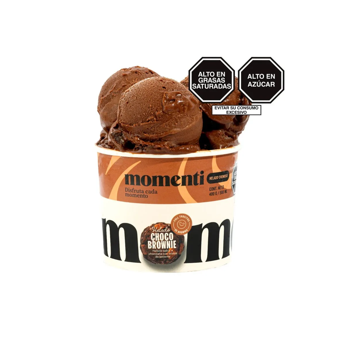 MOMENTI - Helado Momenti Choco Brownie Pote 500 mL