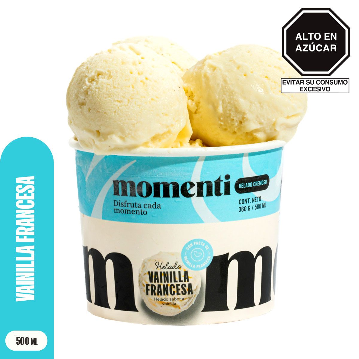 MOMENTI - Helado Momenti Vainilla Francesa Pote 500 mL