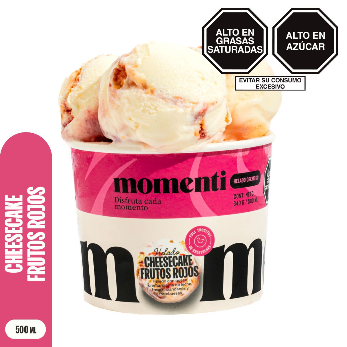 MOMENTI - Helado Momenti Cheesecake Frutos Rojos Pote 500 mL