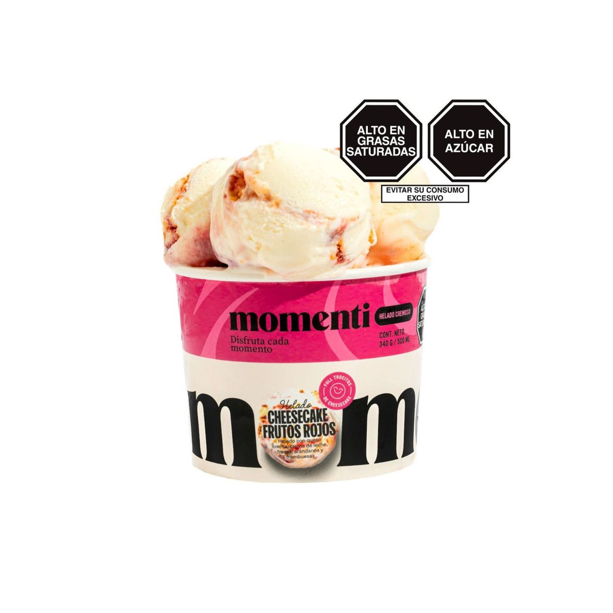 MOMENTI - Helado Momenti Cheesecake Frutos Rojos Pote 500 mL