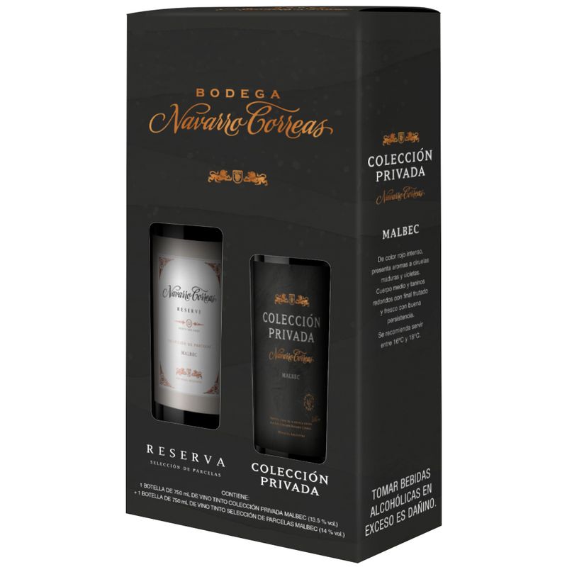 NAVARRO CORREAS - Vino Navarro Correas Malbec Colección Privada 750 mL + Reserva SP 750 mL