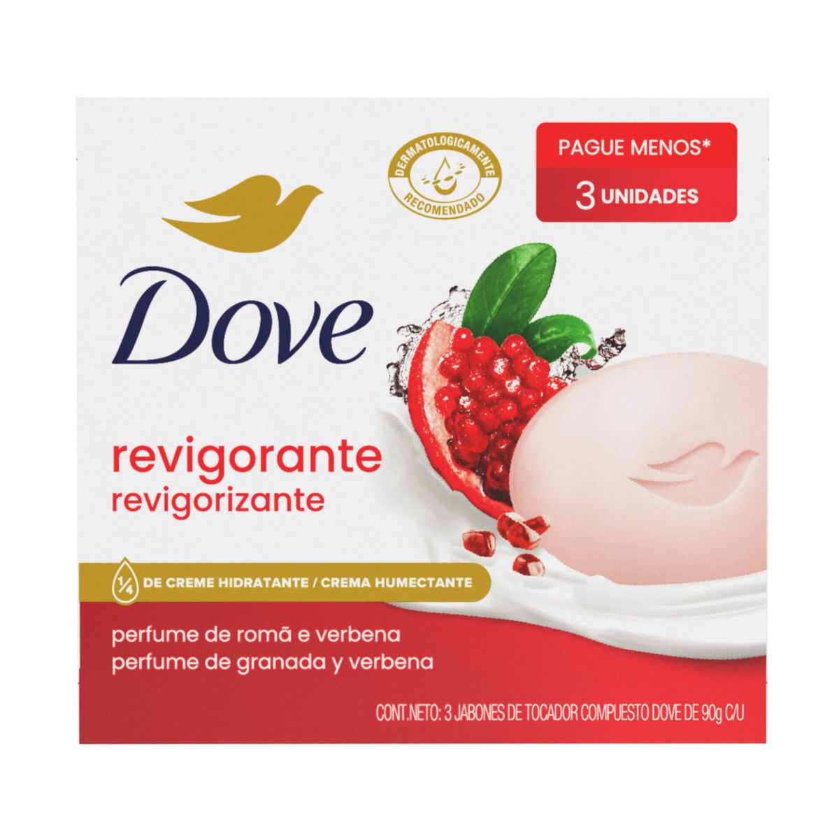 DOVE - Jabón de Tocador Dove Revigorizante Granada y Verbena Caja 3 Und