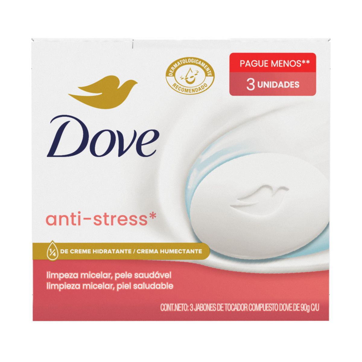 DOVE - Jabón de Tocador Dove Anti Stress Micelar Caja 3 Und
