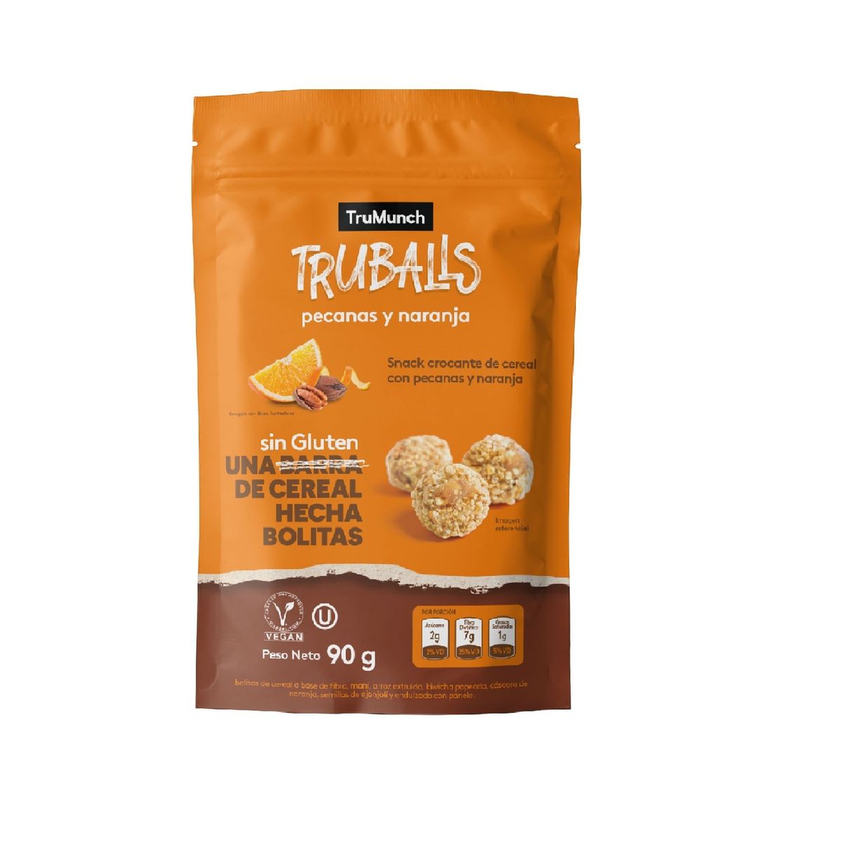 TRUMUNCH - Bolitas Cereal Truballs Pecanas Y Naranja Doypack x 90 g