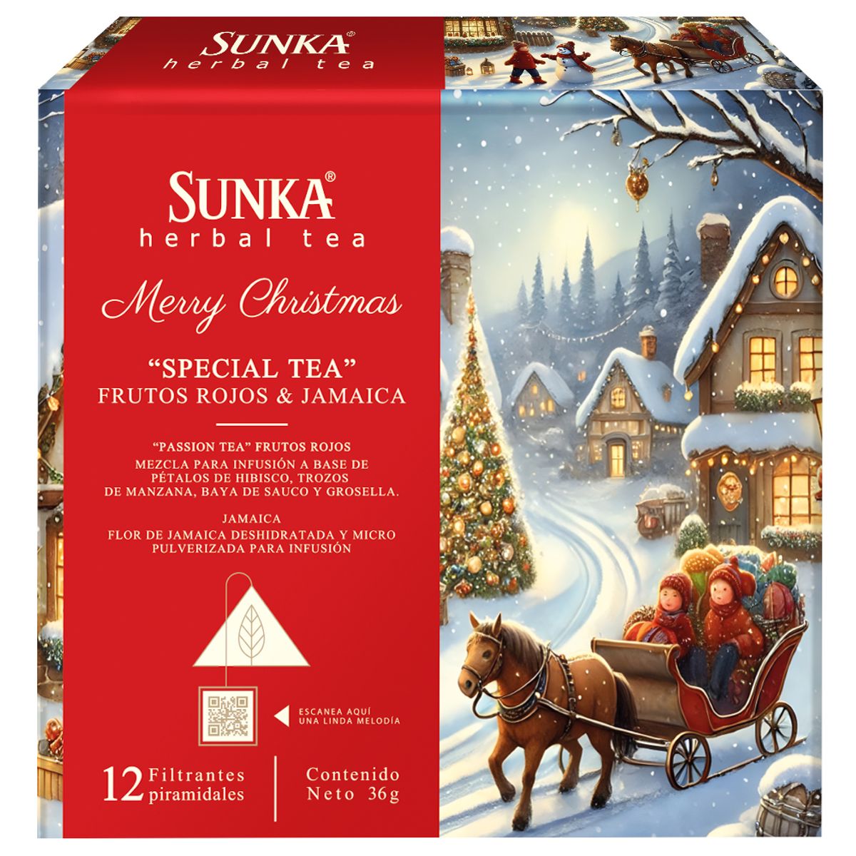 SUNKA - Mix Navideño Frutos Rojos Jamaica Sunka Caja 12 Sobres