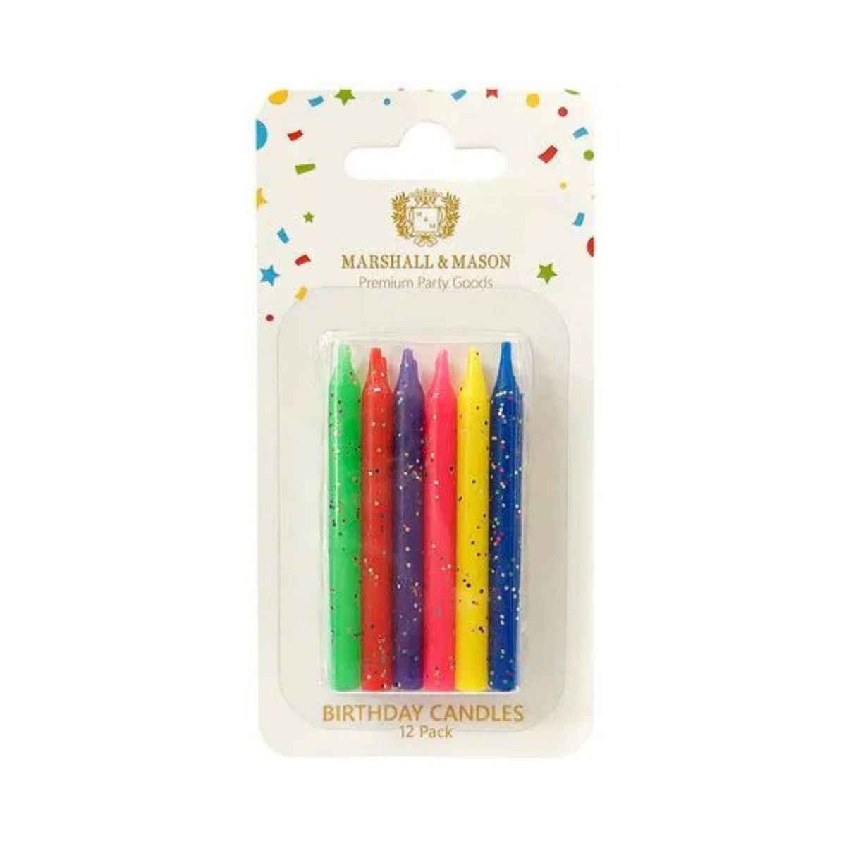  - Velas Glitter Multicolor Marshall Mason Pack 12 Und