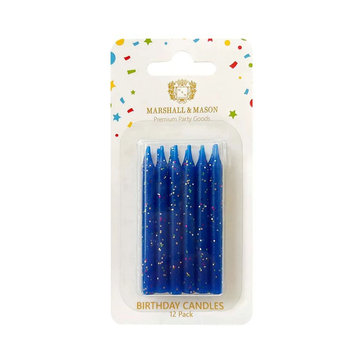  - Velas Glitter Azul Marshall Mason Pack 12 Und