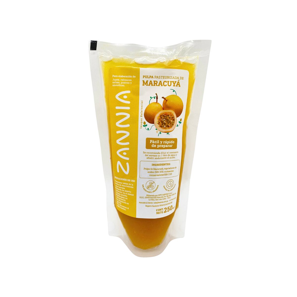 ZANNIA - Pulpa De Maracuyá Doypack Zannia x 250 g