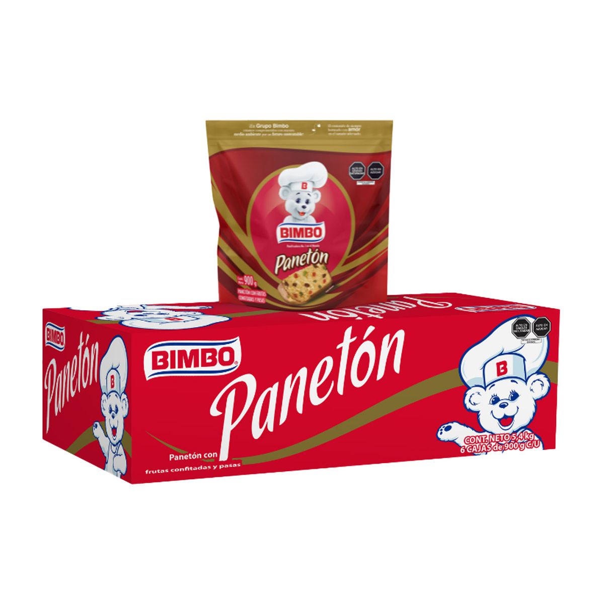 BIMBO - Caja x 6 Panetón Bimbo Bolsa x 900 g