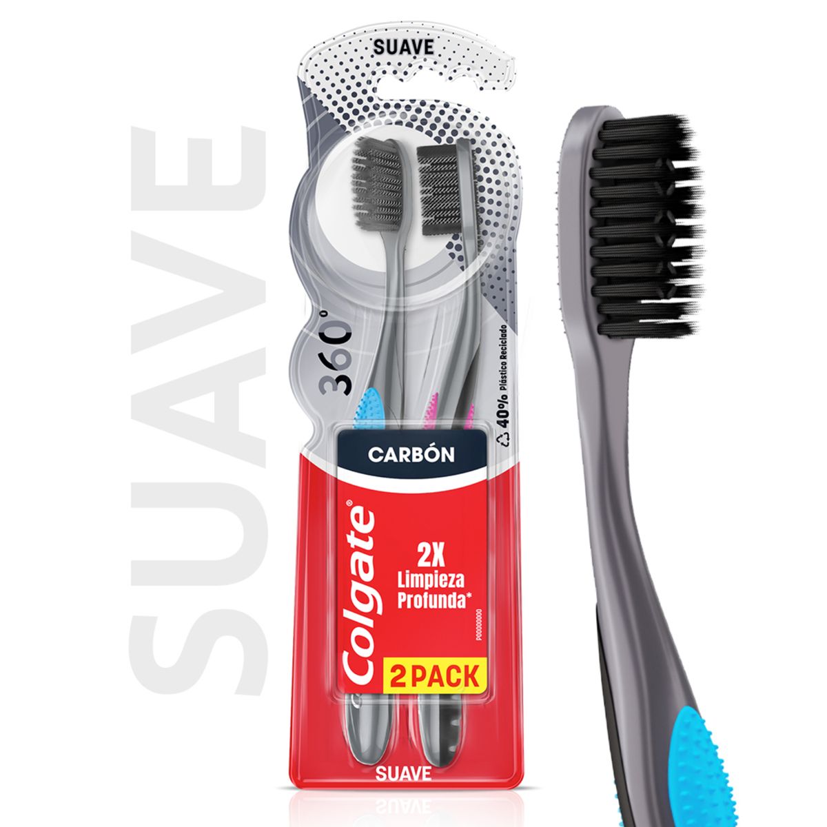 COLGATE - Cepillo Dental Suave Colgate 360° Carbon Empaque 2 Und