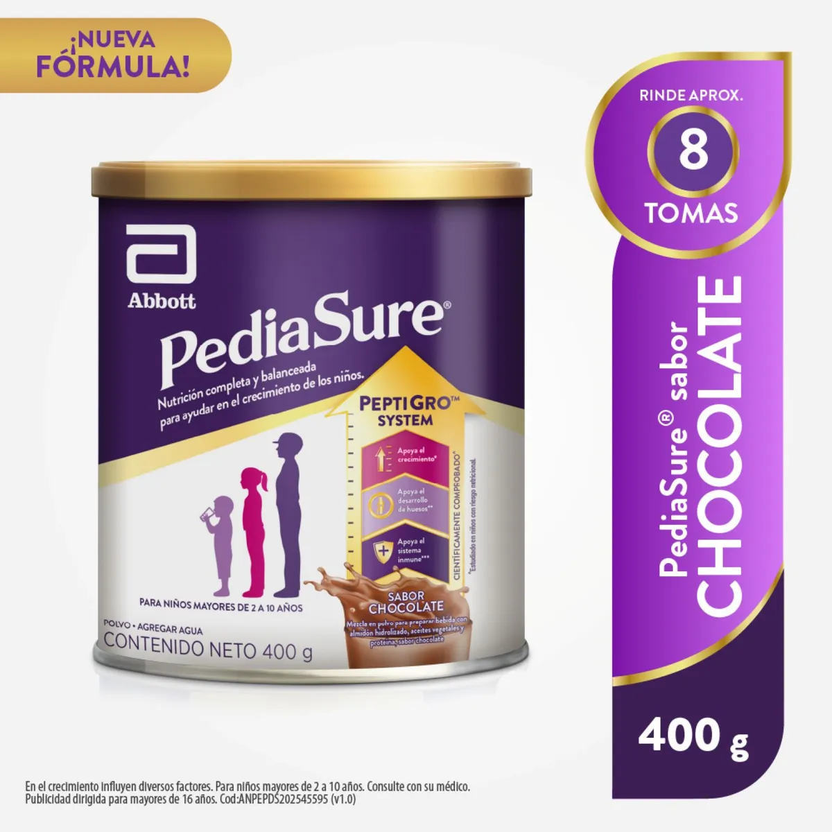 PEDIASURE - Alimento Nutricional Pediasure Polvo Chocolate Lata 400 g
