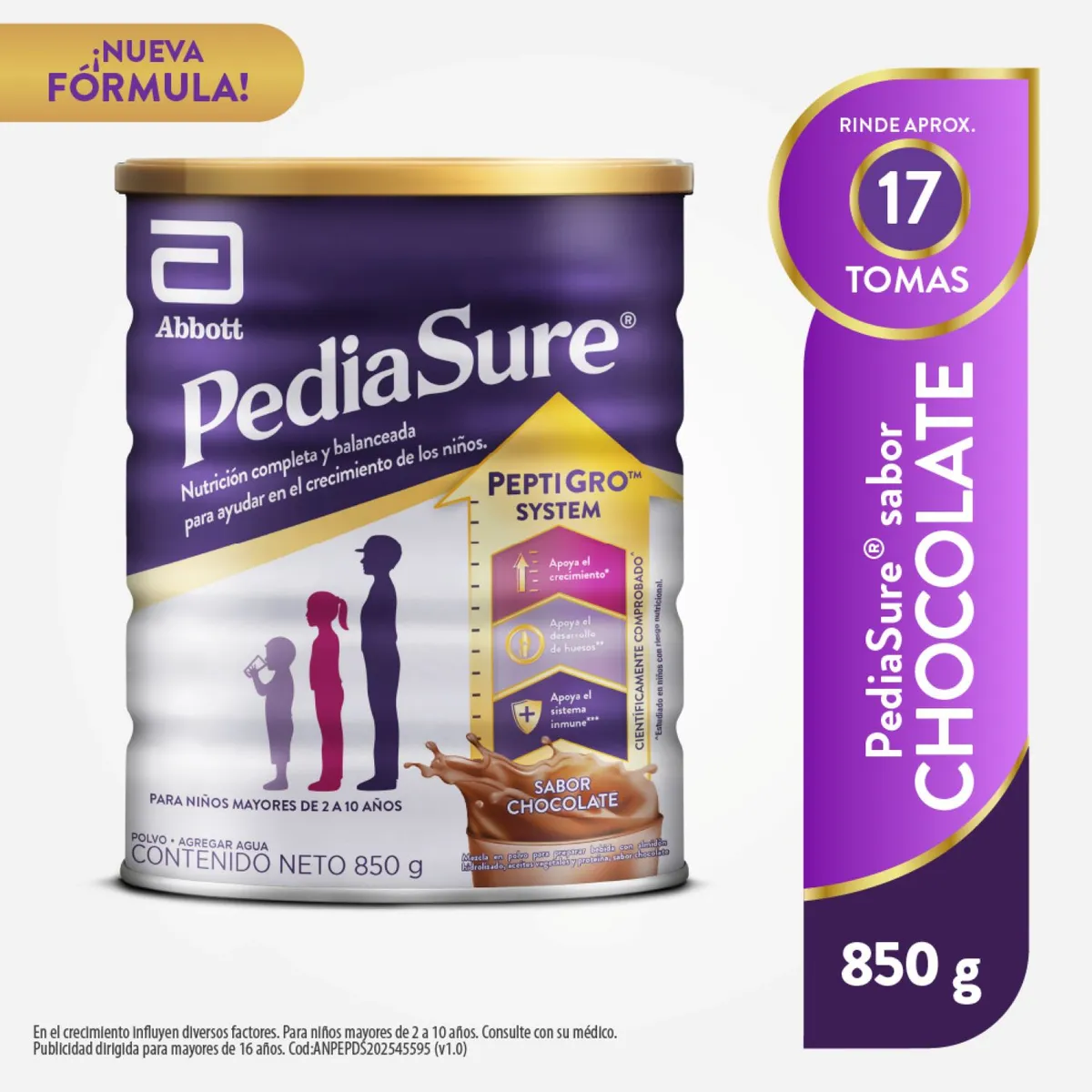 PEDIASURE - Alimento Nutricional Pediasure Polvo Chocolate Lata 850 g