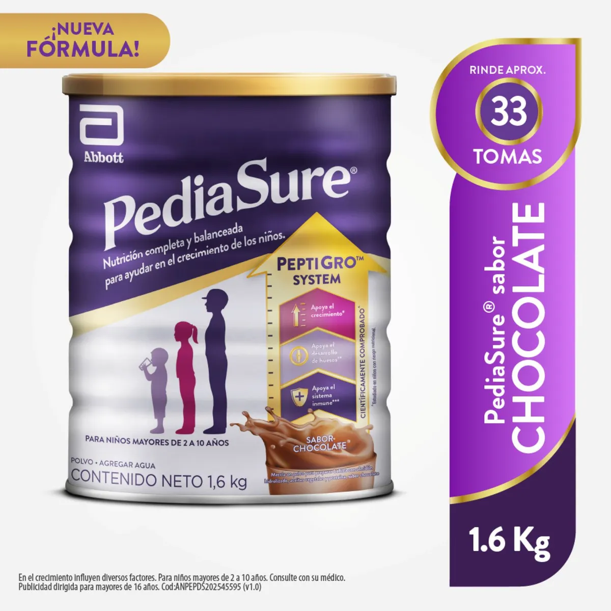 PEDIASURE - Alimento Nutricional Pediasure Polvo Chocolate Lata 1.6 Kg