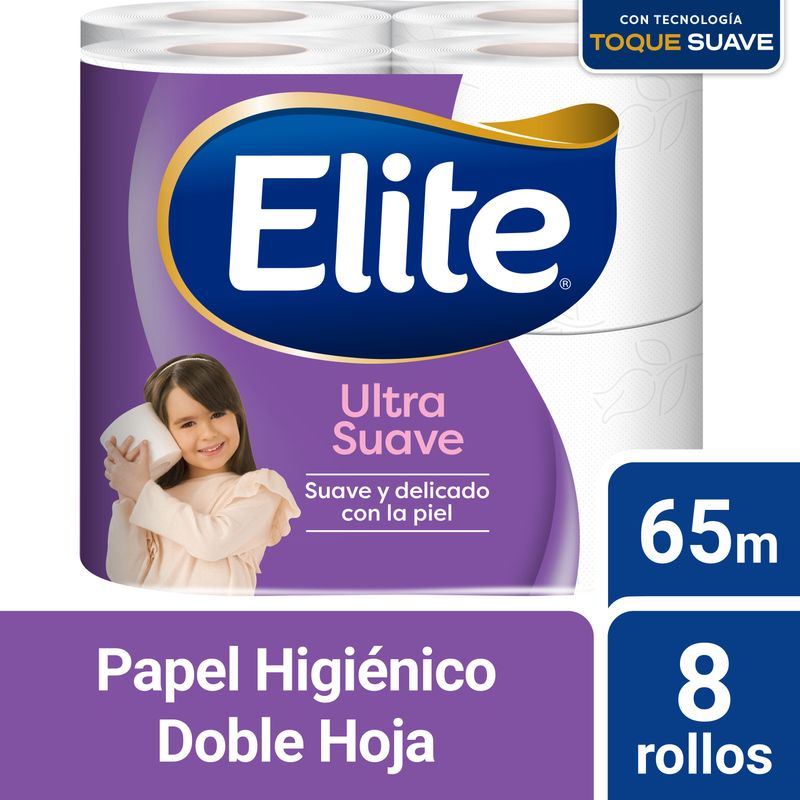 ELITE - Papel Higienico Elite Ultra Suave Doble Hoja Pack 8 Unidades