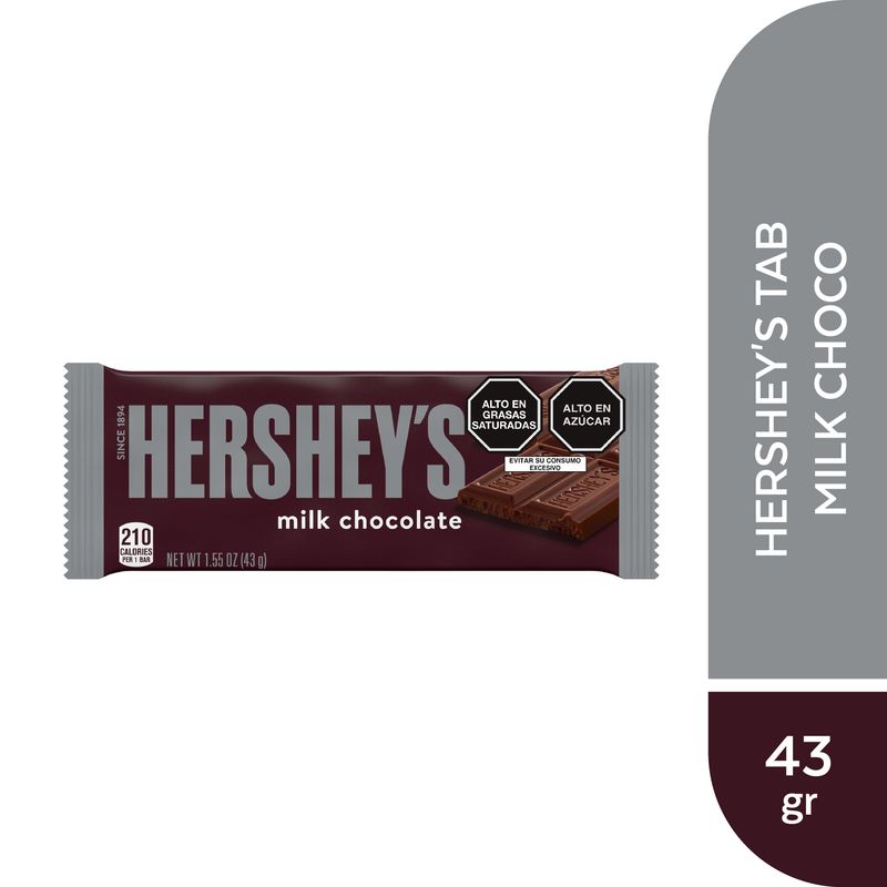 HERSHEYS - HERSHEYS TAB MILK CHOC 43G